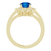 14K Yellow Lab-Grown Blue Sapphire & 1/8 CTW Natural Diamond Ring
